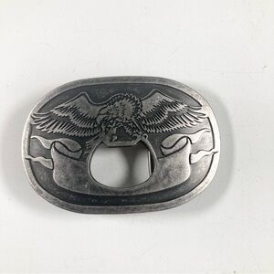 Men's Oval Patriotic Eagle Bottle Opener Belt Buckle Vintage